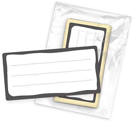 itenga 50x Buchetiketten I Schulheft Etiketten I Namensschild beschreibbar selbstklebend Aufkleber aus Haftpapier Grau Weiß 9x4,5cm