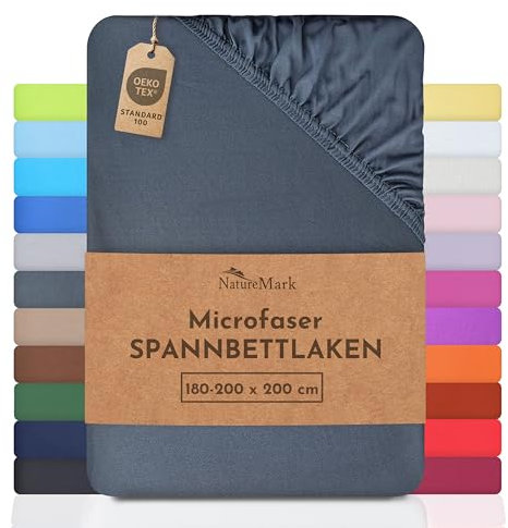 NatureMark - Mikrofaser SPANNBETTLAKEN zum Sparpreis! viele Größen und Farben Markenware (Mittelgrau, 180x200-200x200 cm)