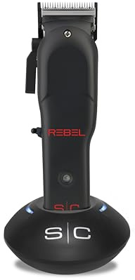 Stylecraft Rebel Professional Super-Torque Cordless Hair Clipper, Black Diamond Carbon Fusion Faper Blades