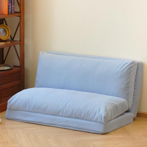 N&V Folding Matress Sofa Bean Bag Bed, Foam Filling Folding Matress Sofa, includes Removable and Machine Washable Cover, Soft Premium Faux Fur (Large, Grey)
