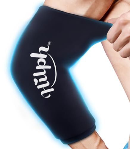 Hilph Elbow Ice Pack for Tendonitis, Wearable Cold Compression Sleeve for Tennis Elbow & Golfers Arm Ice Pack Wrap for Sport Injuries, Ice Gel Wrap for Knee Calf Elbow - Large
