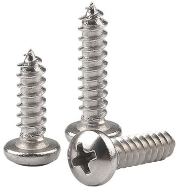 ORANXIN M4 x 10mm 50 Pcs Tête ronde Vis à bois Acier inoxydable 304 Vis autotaraudeuses Tête Pan Cruciformes Queue Pointue