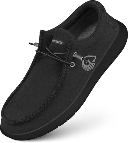 GIESSWEIN Merino Mokassin Herren - Slip on Schuhe aus Merino Wolle, Comfort Slipper, Männer Halbschuhe, weiche, Bequeme & leichte Freizeitschuhe in komfortabler Weite, Schlupf Sneakers