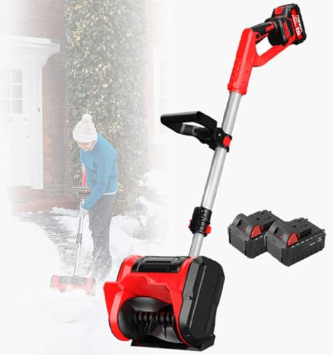 GAYAYAS 12-Inch Battery Powered Snow Blower, Electric Snow Thrower with Direction Bar & Auxiliary Handl, with battery&charger Included, for Patio, Playground, Farm