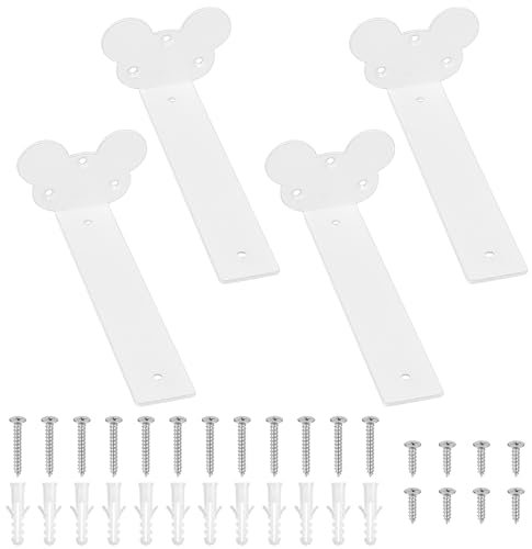 4 Pcs Escuadras Para Estanterias, 20cm Soporte Estanteria Pared, Soportes para Estantes, Soporte Baldas Pared, Escuadras Estanterias Metalicas Invisibles, Soportes Flotantes (Blancos/Ratón/20cm)