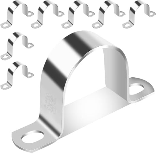 YFLeomry 8 fascette stringitubo da 50 mm, in acciaio inox per il fissaggio, supporto universale per tubi in metallo, fascetta di fissaggio per tubi dell'acqua, cavi, cavi