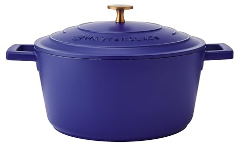 MasterClass Cocotte en fonte d'aluminium Bleu électrique 24 cm 4 l Coffret cadeau