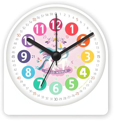 Despertador Infantil, Réveil Enfant Educatif Jour/Nuit, Machine Sonore, Réveil d'apprentissage,Despertador para niños, analógico sin tictac,Reloj de Aprendizaje