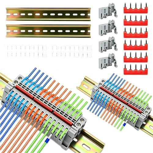 Lomhyve 30 Stück Reihenklemmen Hutschiene, Verbindungsklemmen, Durchgangsklemmen 0,08–4 mm², Schnellverdrahtung, Lüsterklemmen Steckbar, Klemmleiste Set für Schnelle Verkabelung