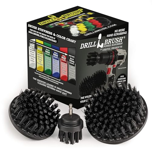 Ultra Stiff Drill Powered Cleaning Brush Set - BBQ Grill Brush - No Wires