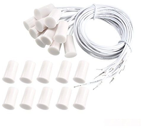 sourcing map 10 Stück N.C. Versenkte Kabel Sicherheitsfenster Türkontaktsensor Alarm Magnetische Reedschalter Weiß RC-33