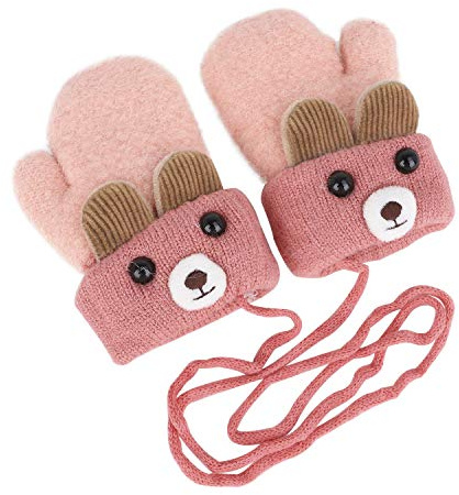Moufles Bébé Thermique Gants Hiver Automne Epais Mitaines Tricoté Crochet Chaud Douce Gants Plein-Doigts Motif Cartoon Mignon Gloves Ski Snowboard Camping Vélo pour Enfants Garçons Filles 0-3 Ans