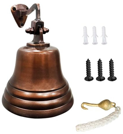 ARSUK Schiffsglocke 5 Zoll - Wandglocke aus Aluminium mit Seil - Laut & Klar - Vintage Glocke zum Aufhängen für Tür, Garten, Boot, Spielhaus oder Bar - Maritime Deko