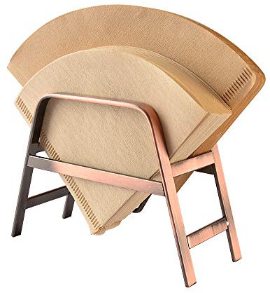 CAFEMASY Coffee Filter Holder Size 4 & 2 Retro Copper Metal Rack Stand for Home Kitchen Cafe Bar Cone Coffee Filters Storage
