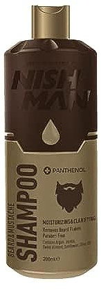 NISHMAN Beard & Moustache Care Shampoo 200ml - Hydrates and Softens for a Healthy Beard, Shiny Mustache, and Optimal Maintenance with Naturally Formulated Ingredients