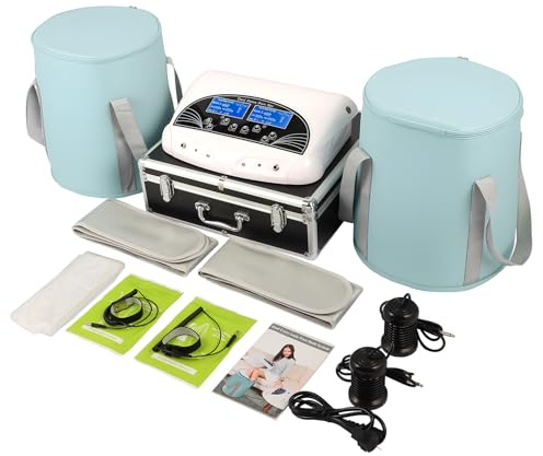 Vitaciti Dual-Ionische Detox-Fußbad-Maschine, digitales LCD-Display, Spa-Chi-Reinigungszelle, Entgiftung, negativer Wasserstoff-Maschine mit schwarzer Aluminiumbox, 2 Fuß Badewanneneimer