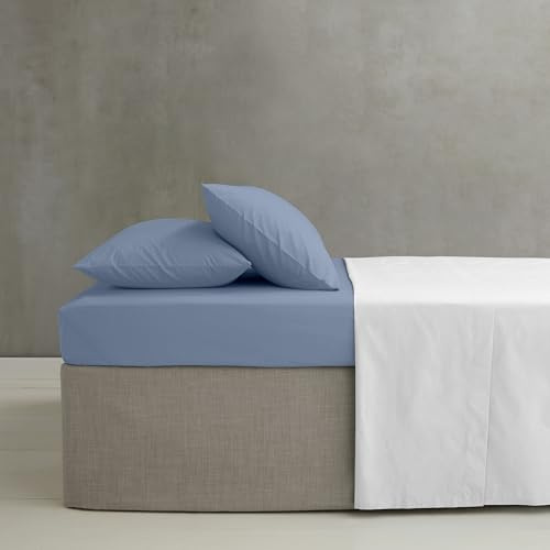 Catherine Lansfield Easy Iron Percale Combed Double Extra Deep Fitted Sheet Blue