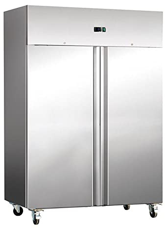 Stalwart DA-F1200S Commercial Freezer Upright Cabinet Stainless Steel 1200 litres Twin Door Fan Assisted Cooling