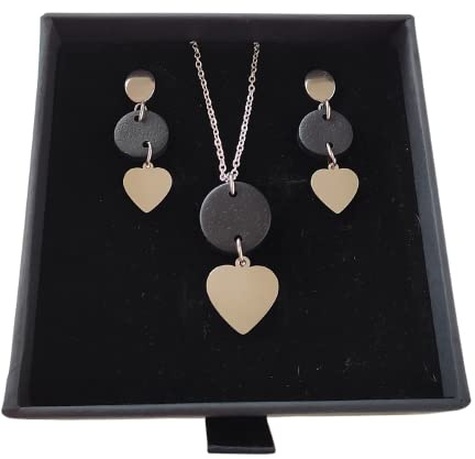 Sandra Complements | Conjunto Collar y Pendientes Mujer de acero en color plata | Pendientes Corazón y Collar Corazón | Regalo San Valentín para mujer