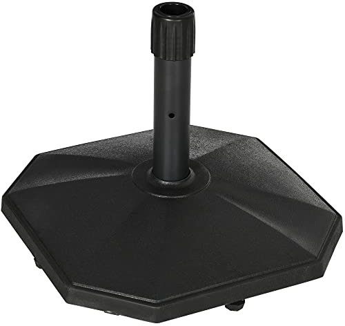 Outsunny Base de Sombrilla Peso 18 kg Soporte para Parasol de Cemento para Mástil de Ø32/34/38 mm Pie de Parasol para Jardín Balcón 46x46x39 cm Negro