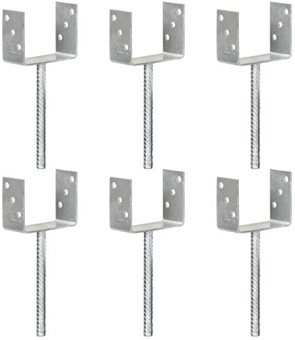 vidaXL 6X Pfostenträger U-Pfostenträger Riffeldolle Pfostenschuh Pfostenanker Anker Dolle Feuerverzinkt Silbern 12x6x30cm Verzinkter Stahl