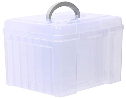 LOVIVER Photo Organizer Box with Dividers File Holder with 6 Dividers Large Photos Organizer Greeting Card Storage Box for Office Picture Display