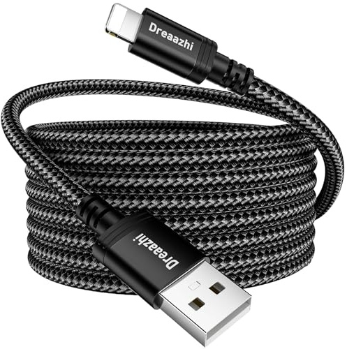 Dreaazhi Extra Long 5M Charger Cable for iPhone Fast Charge Braided Compatible with iPhone14/13/12/11/Pro/Xs Max/X/8/7/Plus/6S/6/SE/5S iPad Compatible with Lightning to USB Cable etc…