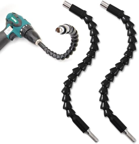 2 PCS Adjustable Hex Shank Attachments, Bendable Electric Tool Extenders for Precision Drilling, Durable Flexible Accessories for Fine Finish Work, Professional Grade Shafts