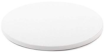 Decora, Base rígida redonda para tarta, color blanco, de cartón de doble pared recubierta de aluminio, resistente y robusta, ideal para presentar tartas, diámetro 28 x 1,2 cm