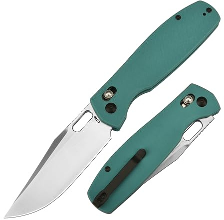 CJRB Prado Pocket Knife 3.76 AR-RPM9 Sand Polish Steel Blade G10 Handle Crossbar Lock Folding Pocket Knife for Men Outdoor Survival Camping and EDC, J1936 Aqua Green