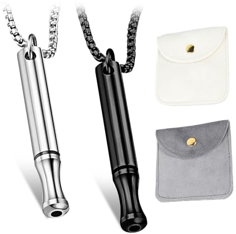 2 Pcs Atemkette Rauchentwöhnung,Rauchentwöhnung Kette,Rauchentwöhnung Atmungskette,Rauchfrei Hilfsmittel,für Angst, Stress,Panikattacke Relief Meditation(Silber+Schwarz)Mit 2 Aufbewahrungstasche