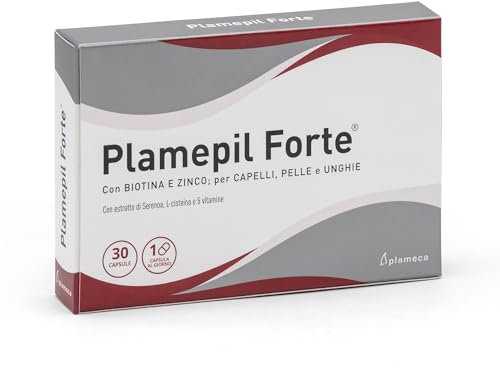 Plameca Plamepil Forte - Integratori per Capelli - Con Biotina, L-cisteina, Serenoa Repens, Zinco e 5 Vitamine - 30 Capsule