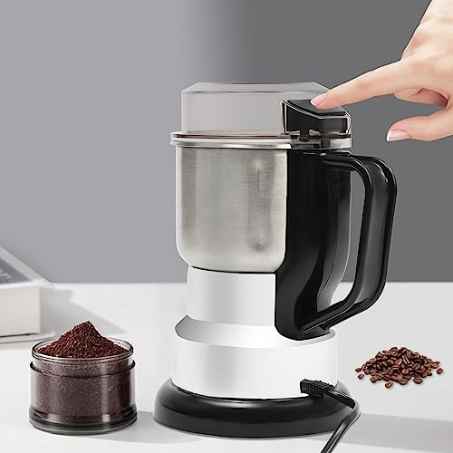 Spannmålskvarn, kaffekvarn, elektrisk kryddkvarn, ultrafin kaffekvarn, hagelkvarn, nötkvarn, 500 ml rostfritt stål, kaffebönor, kvarn med genomskinligt lock