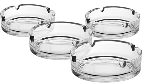 Glasmark KROSNO 1992 Posacenere liscio 10 cm di diametro Vetro robusto lavabile in lavastoviglie Trasparente lucido