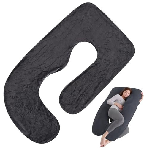 Funda de almohada de embarazo, funda en forma de J para dormir de lado, cojín corporal de algodón extraíble, lavable a máquina, funda de repuesto para adultos, cojín de lactancia, funda de almohada de