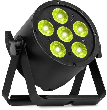 BeamZ Professional BAC322 - Foco LED PAR RGBALC profesional con DMX 6/8/10/11 canales, estroboscopio 15Hz, carcasa aluminio sin ventilador, conexión en cadena, control remoto, ideal para eventos