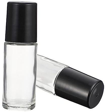 VICASKY 6pcs 30ml White Glass Roll-on Bottles Refillable Essential Oil Subpackaging Bottles Black Caps for Aromatherapy Home Use