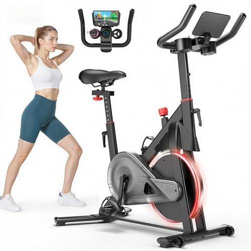 Lacuffy Indoor Cycling Bike - 32-Level Magnetic Resistance Stationary Exercise Bike with Adjustable Seat & Handlebars, Silent Belt Drive for Home Cardio (Fits Users 5'1 to 5'11, 300lbs Capacity)