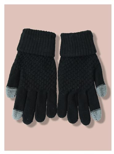 WMAMBZNDHP Guantes de Invierno for Mujer, Gruesos y con Forro Polar for Mayor Calidez protección contra el frío. Ciclismo for Hombre, Estilo Coreano, Cinco Dedos Pantalla táctil(Black)