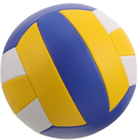 Healeved Ballon de Volley-Ball Souple pour Entraînement et Examen Taille 5 Standard Surface Machine Cousue Anti- 16 MM Couleurs Blanc Bleu Jaune pour Sports en Salle et Compétition