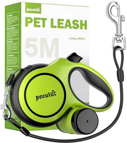 Pecute Correa Perro Extensible 5 Metros con Cuerda Antimordida para 5-30kg