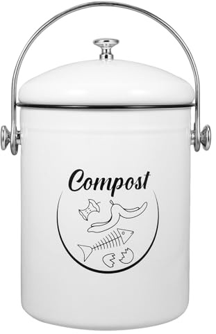 WATIIFUFU Contenedor de Compost de Cocina de 5l con Tapa de Hierro, Bote de Basura Pequeño para Residuos de Alimentos, Cubo de Reciclaje para Encimera, Contenedor de Reciclaje Doméstico,
