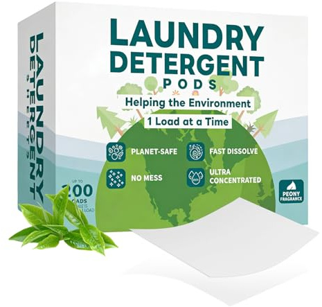 Hojas de detergente, 200 lavados (100 × 2 hojas), hojas de lavado para la lavadora, hojas de detergente universal, biodegradables, solubles en agua, ahorran espacio y perfectas para viajes
