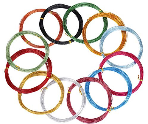 Aluminium Draht Mehrfarbig Alu-Draht Flexibles Metall Basteldraht für Schmuck Basteln, DIY Skulptur und Handwerk, 1 mm Durchmesser, je Rolle 10 Meter Länge (12 Rollen)