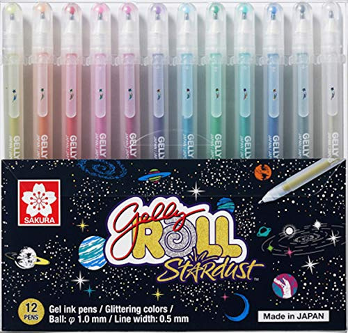 SAKURA Gelly Roll Stardust Gel Ink Pen Set - Bold Sparkling, Glittering & Assorted Colors 12Pens