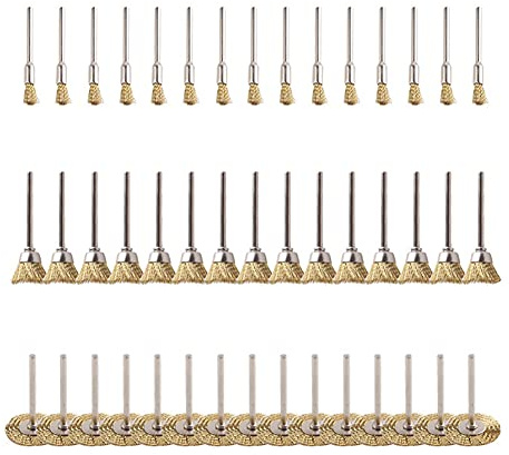 Chesoon Set di spazzole Metalliche 45 Pezzi, Ruote Metalliche in Ottone, Set di spazzole a Forma di intestino, Kit per Utensili rotanti, Pulizia lucidatura