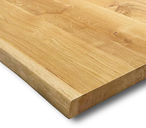 holz4home® Tischplatte mit Baumkante Massivholz Eiche I 180 x 85 x 4 cm LxBxH I Esstisch-Platte Schreibtischplatte I Echtholz
