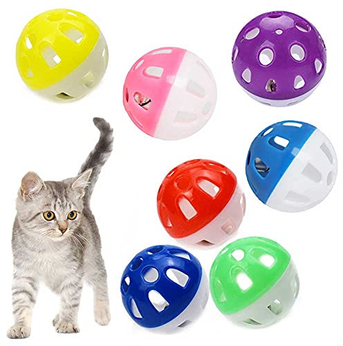 VOVIGGOL 12 Pièces 4CM Chat Cloche Jouet pour Animaux de Compagnie Chaton, Jingle Balls en Plastique pour Chats D'intérieur (Couleur Aléatoire)