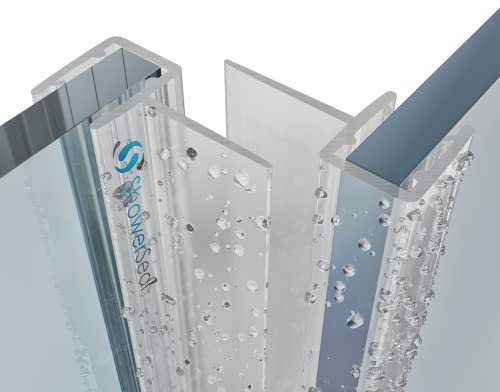 Shower Door Vertical Seals Set of Two 4-8mm Glass | Central fin 12mm or 16mm | 2 x 2 m Long Model B7C (4-6mm Glass | 16mm fin)