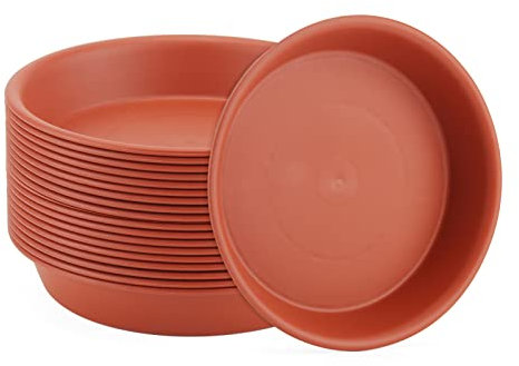 KEILEOHO 20 Pack 15 cm Red Plant & Pot Saucers, Red Flower Pot Drip Trays for Indoor & Outdoor Garden Plants (6 inch)